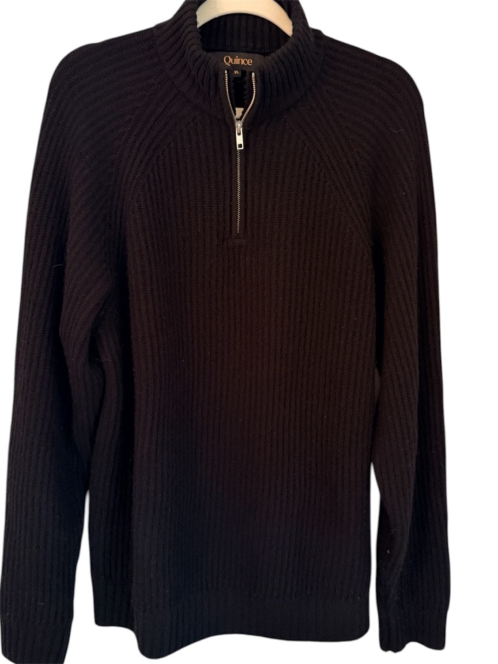 Quince Cashmere Quarter Zip Sweater Ribbed Black Size XL Unisex